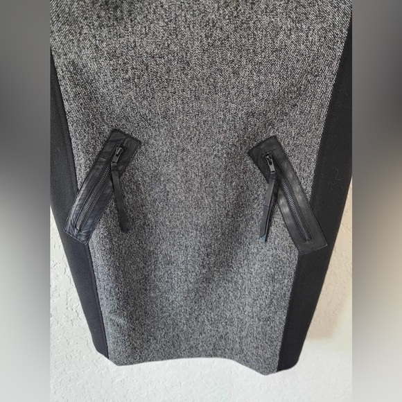 Rebecca Taylor gray sheath dress with black leather Size 4 - Picture 3 of 9